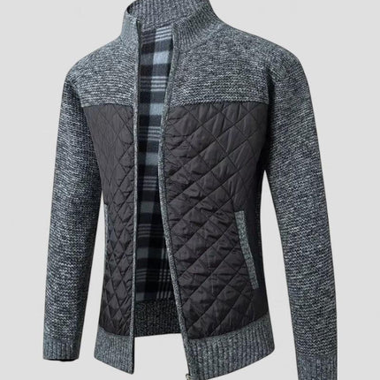 Men's Zip Up Quilted Cardigan Jacket Cotton Blend