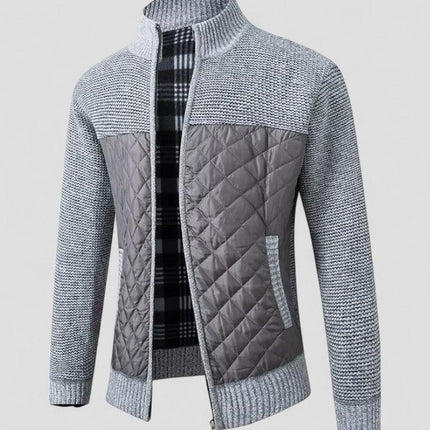 Men's Zip Up Quilted Cardigan Jacket Cotton Blend