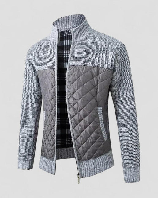 Men's Zip Up Quilted Cardigan Jacket Cotton Blend