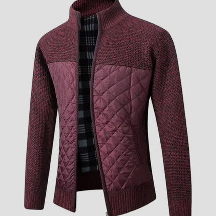 Men's Zip Up Quilted Cardigan Jacket Cotton Blend