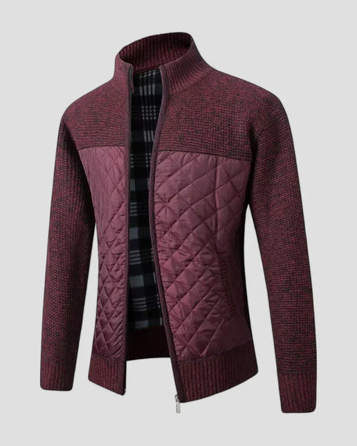 Men's Zip Up Quilted Cardigan Jacket Cotton Blend