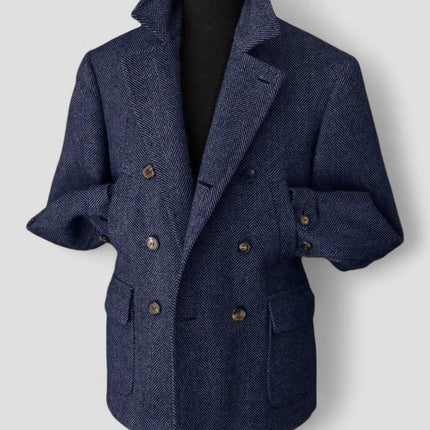 Men's Tailored Blazer Wool Blend Double Breasted
