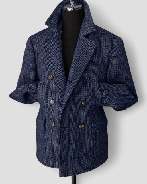 Men's Tailored Blazer Wool Blend Double Breasted