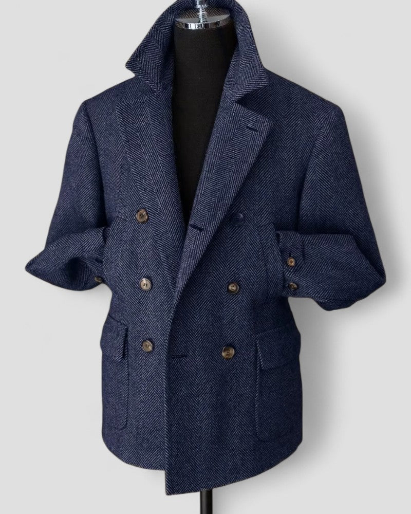 Men's Tailored Blazer Wool Blend Double Breasted