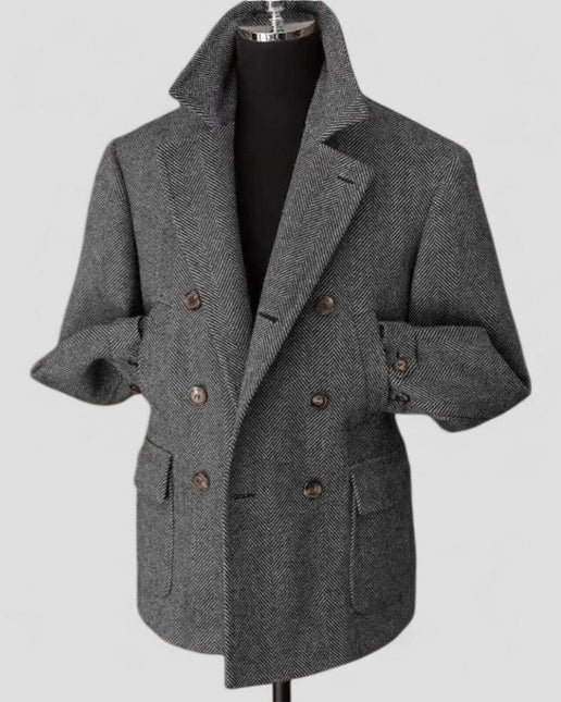Men's Tailored Blazer Wool Blend Double Breasted