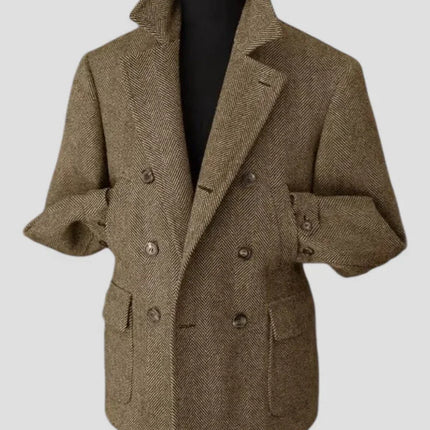 Men's Tailored Blazer Wool Blend Double Breasted