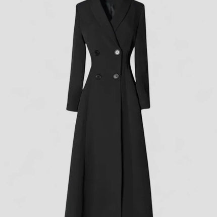 Women's Elegant Long Trench Coat with Buttons
