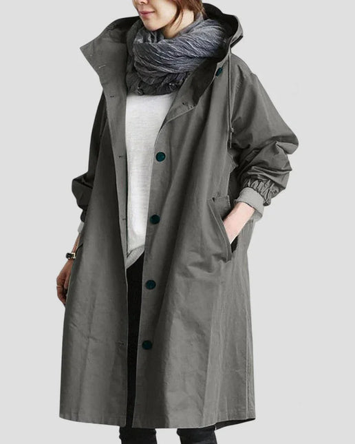 Women's Oversized Waterproof Trench Coat with Pockets