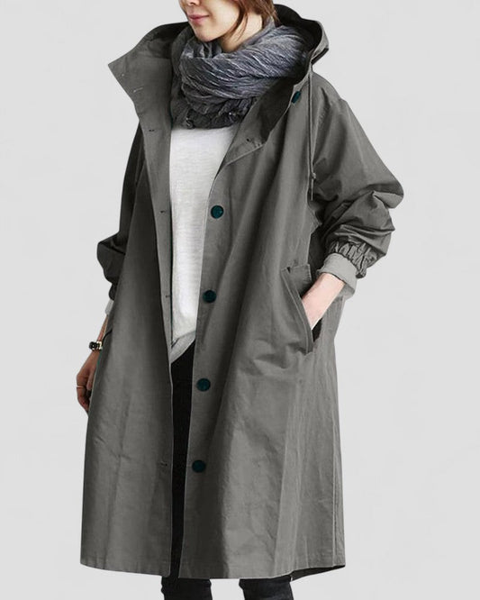 Women's Oversized Waterproof Trench Coat with Pockets