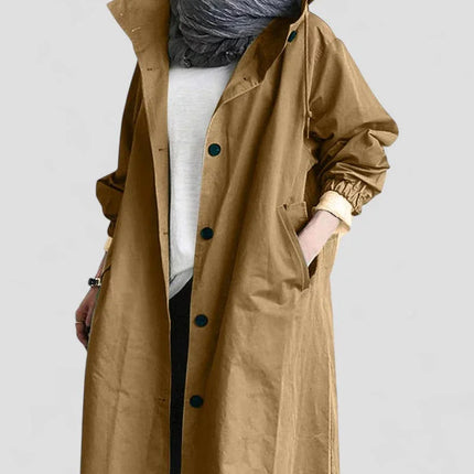 Women's Oversized Waterproof Trench Coat with Pockets
