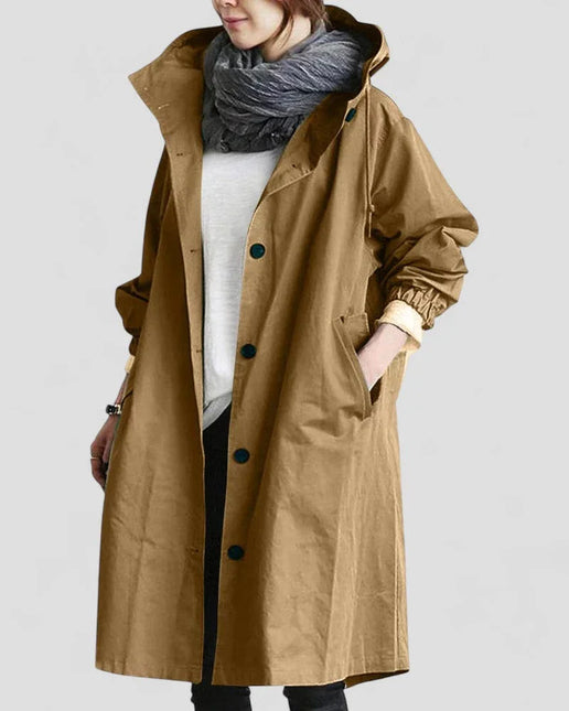 Women's Oversized Waterproof Trench Coat with Pockets