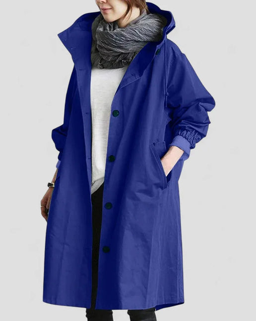Women's Oversized Waterproof Trench Coat with Pockets