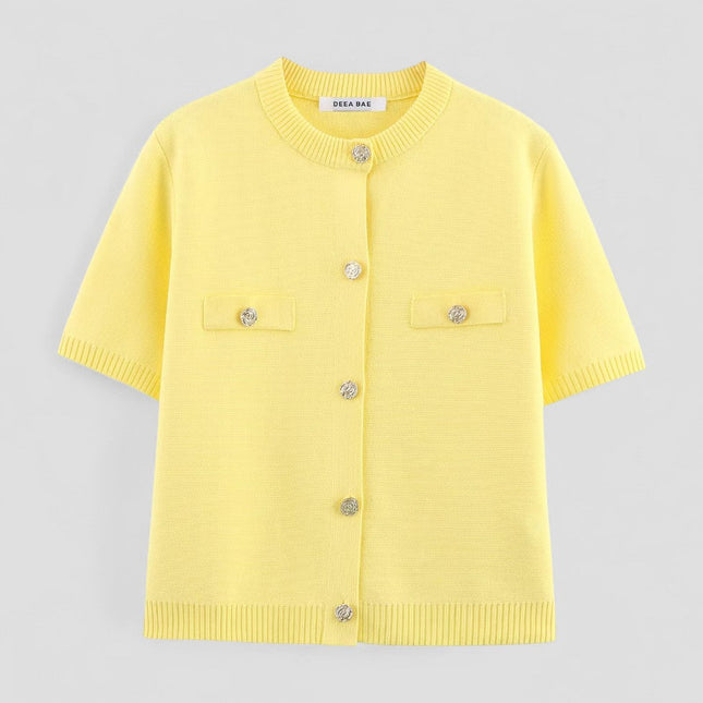 Women's Knitted Button Front Short Sleeve Cardigan