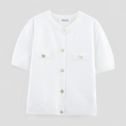 Women's Knitted Button Front Short Sleeve Cardigan
