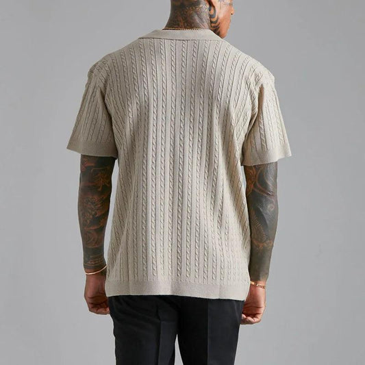 Men's Knitted Button-Up Shirt Short Sleeve