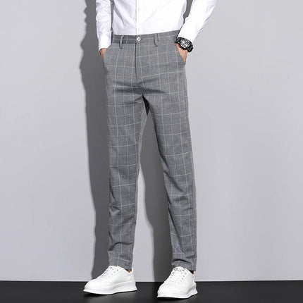 Straton Check Slim Pants | Casual Plaid Straight-Leg Trousers for Men - northernnomad