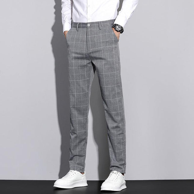 Straton Check Slim Pants | Casual Plaid Straight-Leg Trousers for Men - northernnomad