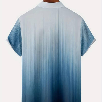 Men's Short Sleeve Button-Up Shirt Gradient Design Lightweight Breathable Relaxed Fit