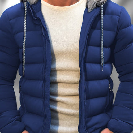 Men's Lightweight Winter Coat Zipper Hood Drawstring