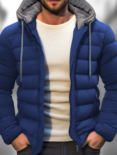 Men's Lightweight Winter Coat Zipper Hood Drawstring