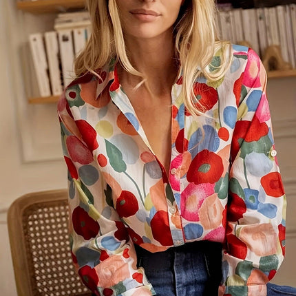 Plus Size Button-Down Shirt Floral Print