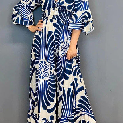 Women's Ruffled Jumpsuit Vintage Floral Print