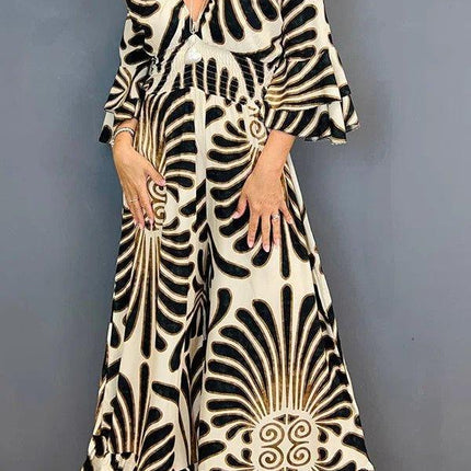 Women's Ruffled Jumpsuit Vintage Floral Print