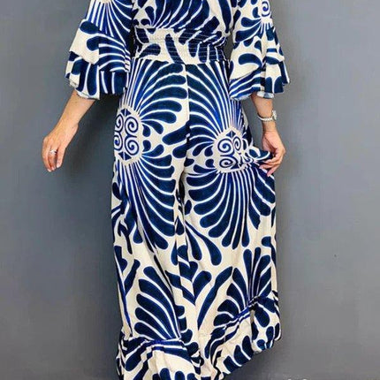 Women's Ruffled Jumpsuit Vintage Floral Print