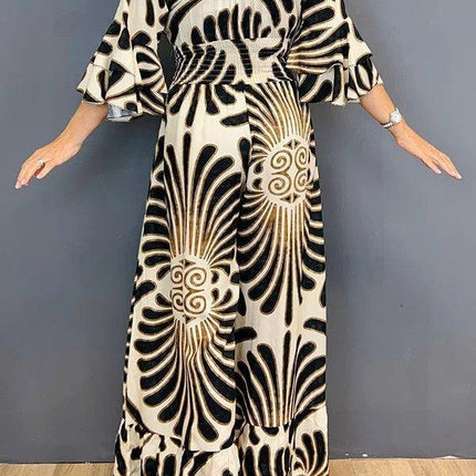 Women's Ruffled Jumpsuit Vintage Floral Print