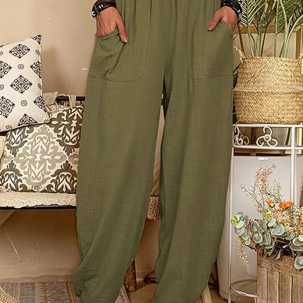 Women's Lightweight Breathable Trousers Relaxed Fit Elastic Waist