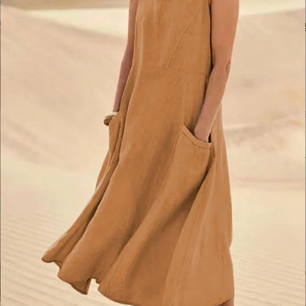 Women's Summer Maxi Dress with Long Sleeves - Modern Style