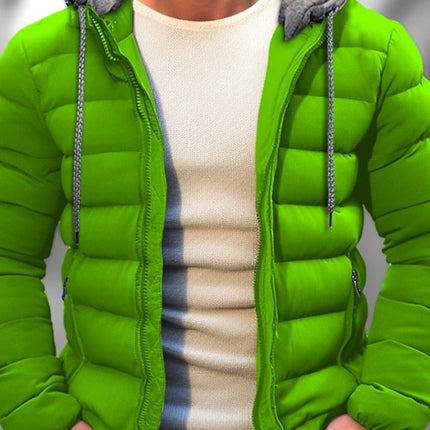 Men's Lightweight Winter Coat Zipper Hood Drawstring