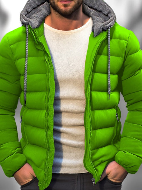 Men's Lightweight Winter Coat Zipper Hood Drawstring