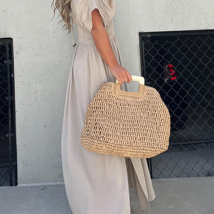 Women’s Maxi Dress – Smocked Waist – Relaxed Fit – V-Neck – Short Sleeve – Flowy Cotton