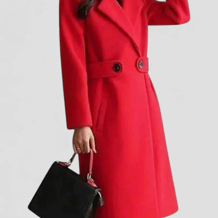 Women's Wool Winter Coat with Lapel Collar