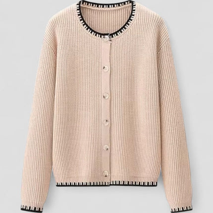 Women's Cashmere Knitted Cardigan Round Neck Single Breasted