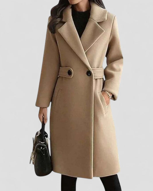 Women's Wool Winter Coat with Lapel Collar