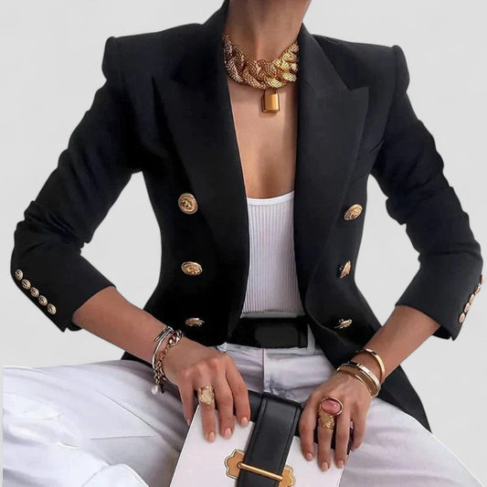 Women's Double Breasted Blazer with Gold Buttons