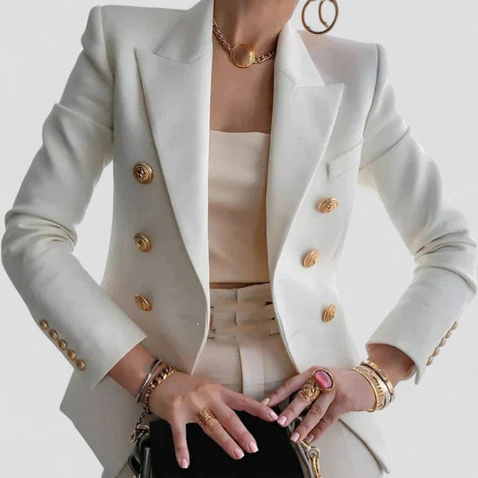 Women's Double Breasted Blazer with Gold Buttons