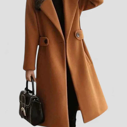 Women's Wool Winter Coat with Lapel Collar