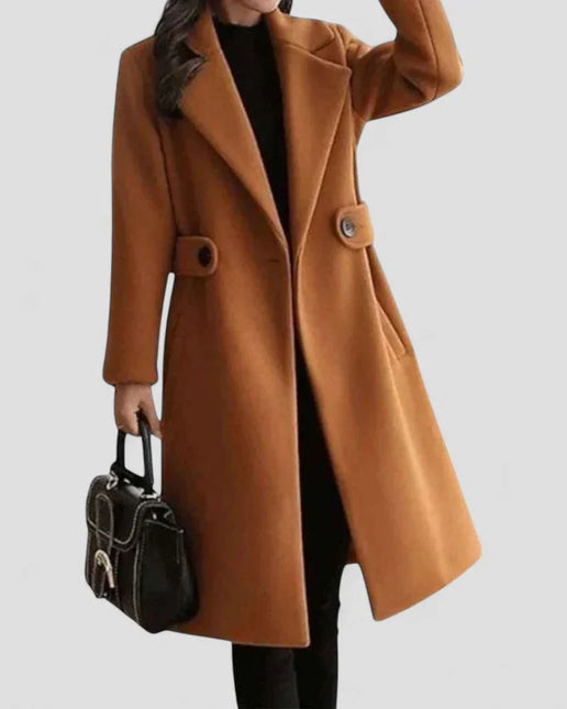 Women's Wool Winter Coat with Lapel Collar