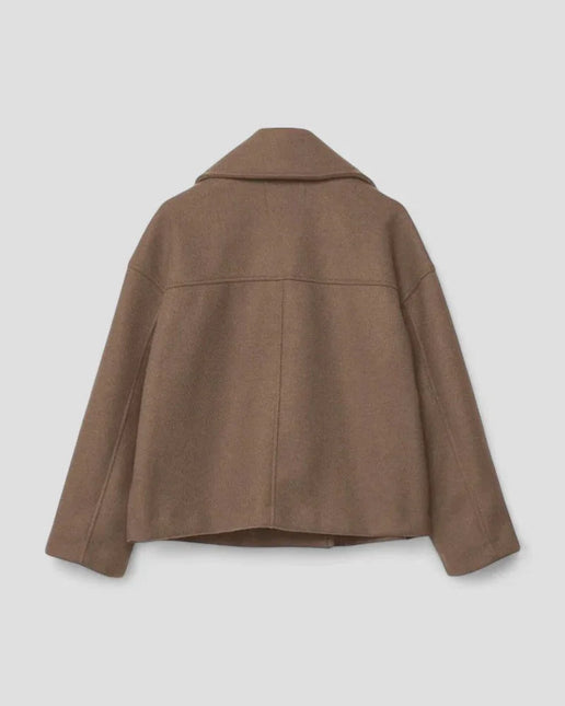 Women's Cropped Peacoat Wool Blend Double Breasted