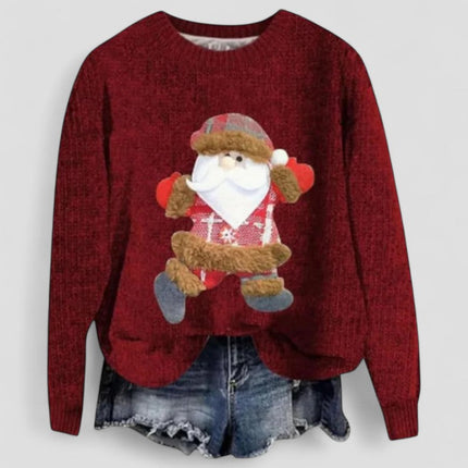 Women's Knit Sweater Long Sleeve Christmas Santa