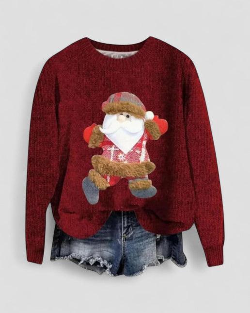 Women's Knit Sweater Long Sleeve Christmas Santa