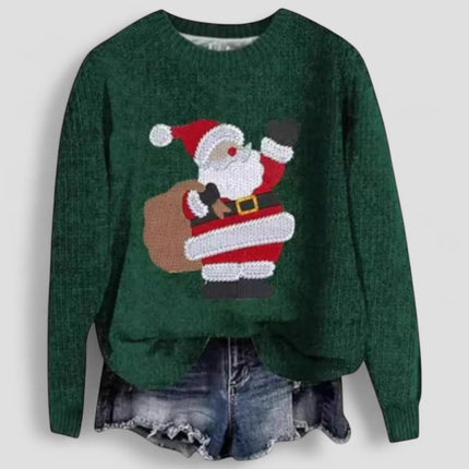 Women's Knit Sweater Long Sleeve Christmas Santa