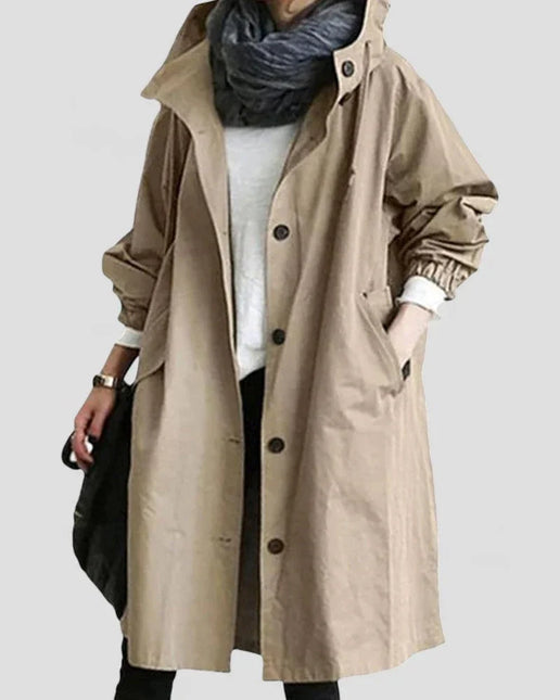Women's Oversized Waterproof Trench Coat with Pockets
