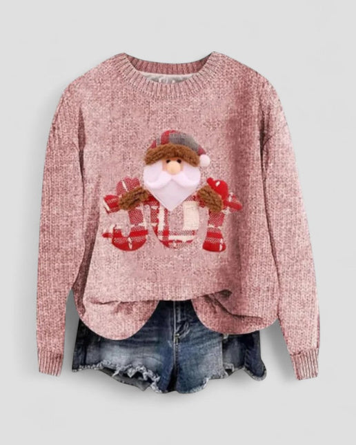 Women's Knit Sweater Long Sleeve Christmas Santa