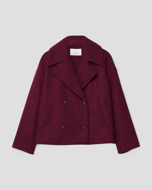 Women's Cropped Peacoat Wool Blend Double Breasted