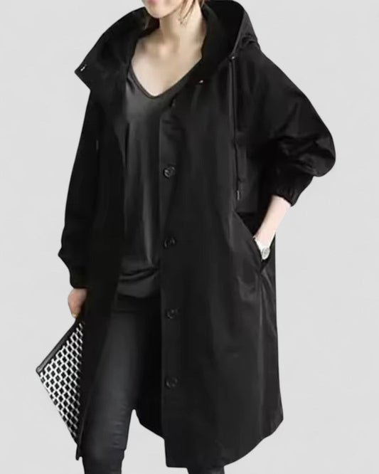 Women's Oversized Waterproof Trench Coat with Pockets