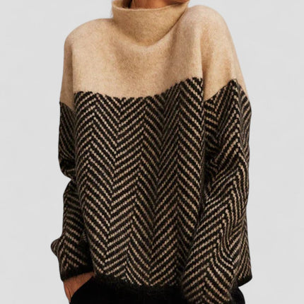 Women's Turtleneck Sweater Soft Knit Patterned Design